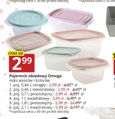 Pojemnik obiadowy kwadratowy 0,45 l Omega promocja w Prymus AGD