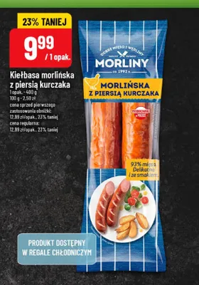 Kiełbasa morlińska z piersią kurczaka Morliny promocja w POLOmarket