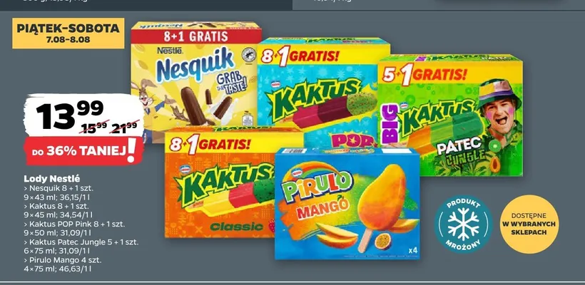 Lody Kaktus POP Pink 9-pak promocja w Netto