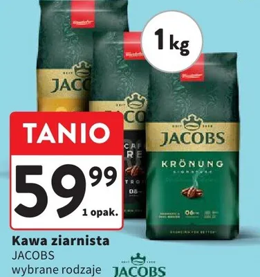 Kawa ziarnista Jacobs Caffe Crema promocja w Intermarche
