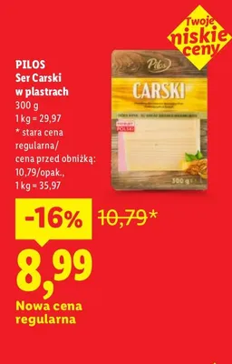 Ser Carski w plastrach Pilos promocja w Lidl