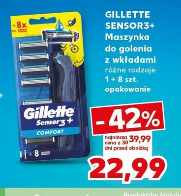 Maszynka do golenia z wkładami Gillette Sensor3+ Comfort 9-pak promocja w Kaufland