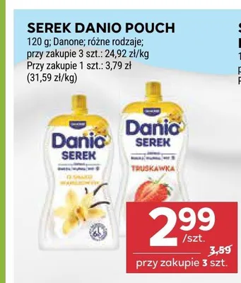 Serek homogenizowany truskawkowy Danio pouch promocja w Stokrotka