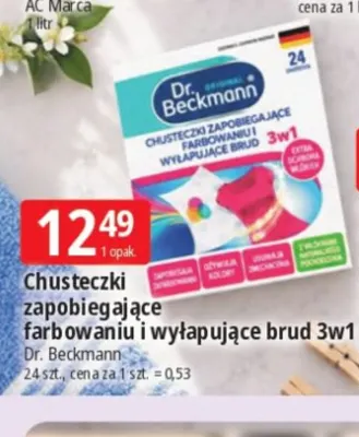 Chusteczki zapobiegające farbowaniu i wyłapujące brud 3w1 Dr. Beckmann promocja w Leclerc