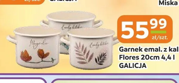Garnek emaliowany z kalką Galicja Flores 20 cm promocja w Społem Częstochowa