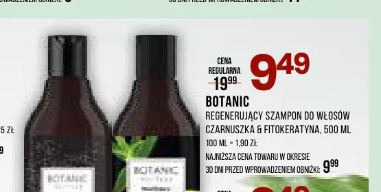 Regenerujący szampon do włosów czarnuszka & fitokeratyna Botanic promocja w Drogerie Natura