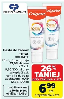 Pasta do zębów Total Original Protection promocja w Carrefour