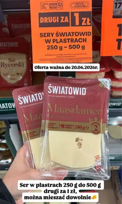Ser w plastrach Światowid Maasdamer dojrzewający promocja w Biedronka