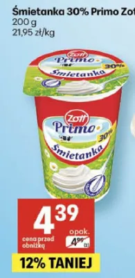 Śmietanka 30% Primo Zott promocja w Delikatesy Centrum