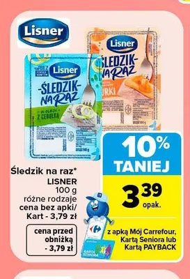 Śledzik na raz z cebulką Lisner promocja w Carrefour