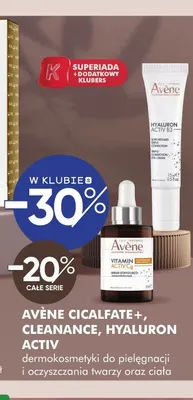 Dermokosmetyki do pielęgnacji i oczyszczania twarzy oraz ciała Avène Cicalfate+, Cleanance, Hyaluron Activ promocja w Super-Pharm
