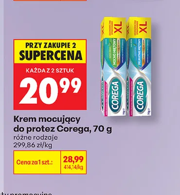 Krem mocujący do protez Corega Delikatnie Miętowy XL promocja w Biedronka