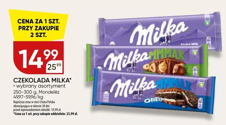Czekolada wybrany asortyment promocja w Chata Polska