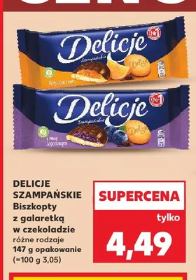 Biszkopty z galaretką w czekoladzie pomarańczowe Delicje Szampańskie promocja w Kaufland