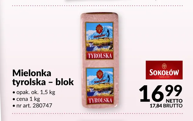 Mielonka tyrolska blok Sokołów promocja w Makro