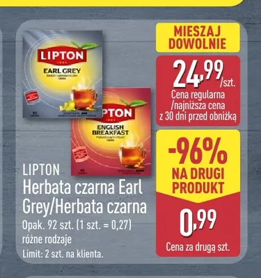 Herbata czarna Lipton Earl Grey promocja w Aldi