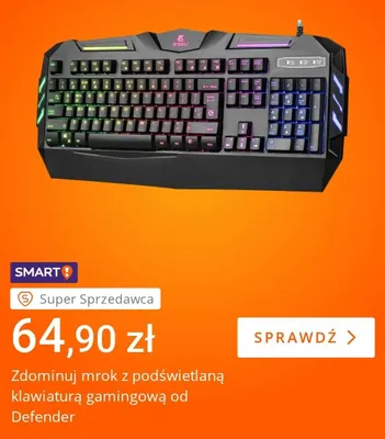 Klawiatura gamingowa podświetlana Defender promocja w Allegro