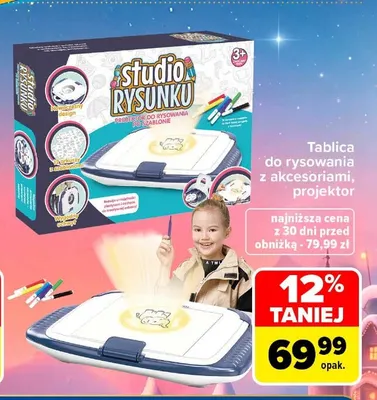 Tablica do rysowania z akcesoriami, projektor promocja w Carrefour