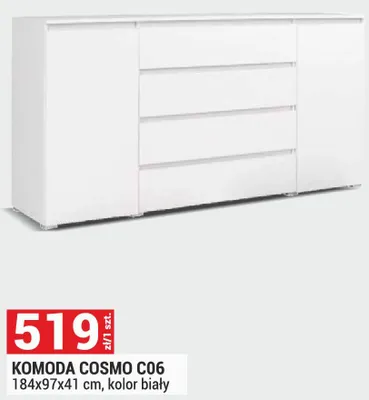 Komoda Cosmo C06 184x97x41 cm, kolor biały promocja w Merkury Market