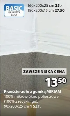 Prześcieradło z gumką 220 x 200 cm promocja w Jysk