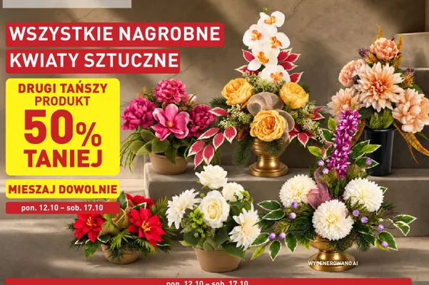 Nagrobne kwiaty sztuczne promocja w Aldi