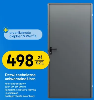Drzwi techniczne uniwersalne Uran promocja w Castorama