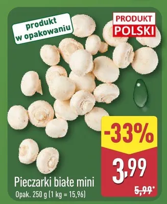 Pieczarki białe mini promocja w Aldi