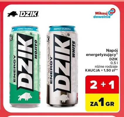 Napój energetyzujący Dzik White promocja w Carrefour
