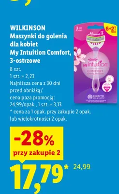 Maszynki do golenia dla kobiet Wilkinson Sword My Intuition Comfort promocja w Lidl