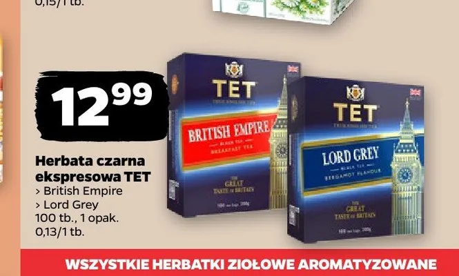 Herbata czarna ekspresowa TET Lord Grey promocja w Netto