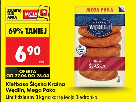 Kiełbasa Śląska Kraina Wędlin Mega Paka promocja w Biedronka