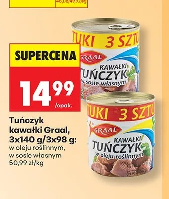 Tuńczyk kawałki w sosie własnym Graal promocja w Biedronka