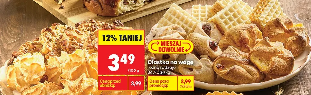 Ciastka na wagę różne rodzaje promocja w Biedronka
