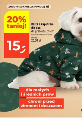 Bluza z kapturem dla psa dł. grzbietu 35 cm promocja w Dealz