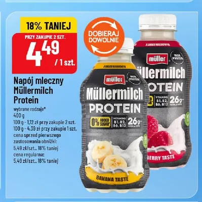 Napój mleczny Müller Müllermilch Protein malinowy promocja w POLOmarket