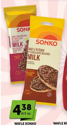 Wafle kukurydziane w czekoladzie mlecznej Sonko Milk promocja w ABC