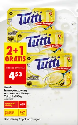 Serek homogenizowany o smaku waniliowym Tutti 4-pak promocja w Biedronka
