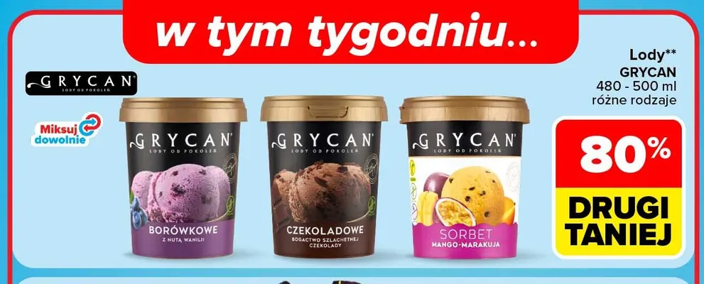 Sorbet mango-marakuja Grycan promocja w Carrefour