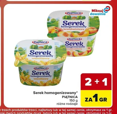 Serek homogenizowany brzoskwiniowy Piątnica promocja w Carrefour Market