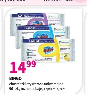 Chusteczki czyszczące uniwersalne Bingo promocja w Drogerie Polskie