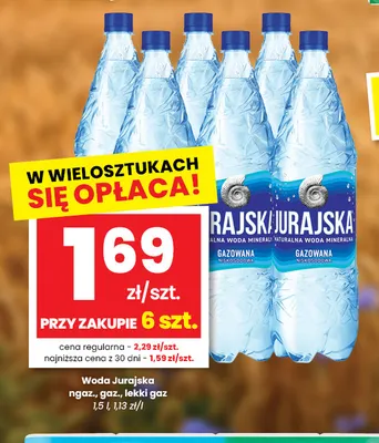Woda mineralna lekko gazowana Jurajska promocja w emma MARKET