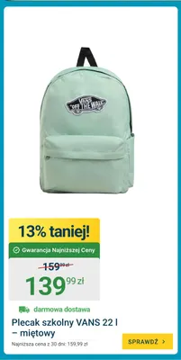 Plecak szkolny Vans 22 l miętowy promocja w ERLI