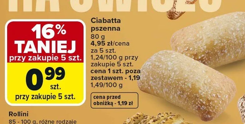 Rollini różne rodzaje promocja w Carrefour