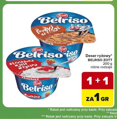 Deser ryżowy Belriso Zott truskawka promocja w Carrefour Express