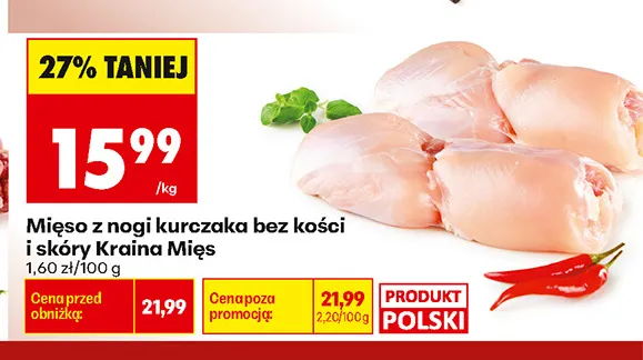 Mięso z nogi kurczaka bez kości i skóry Kraina Mięs promocja w Biedronka