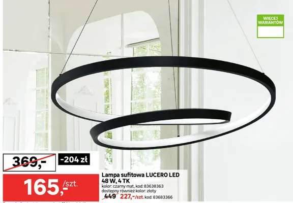 Lampa sufitowa Lucero LED 48 W, 4 TK kolor: czarny mat promocja w Leroy Merlin