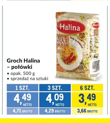 Groch połówki Halina promocja w Makro