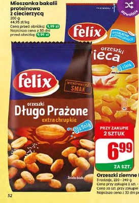 Orzeszki ziemne Felix Długo Prażone z solą promocja w Dino