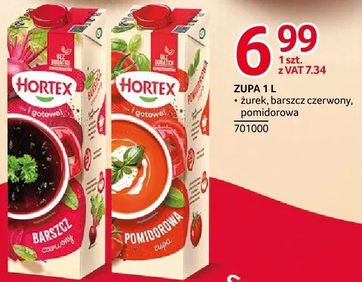 Zupa Hortex 1 l zurek, barszcz czerwony, pomidorowa promocja w Selgros