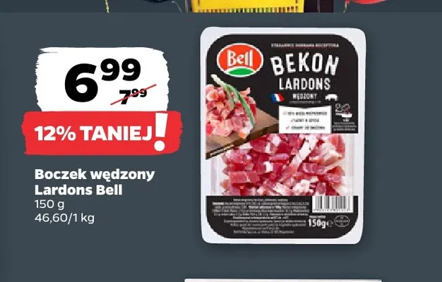 Boczek wędzony Lardons Bell promocja w Netto